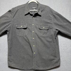 Eddie‎ Bauer Mens Gray Flannel Long Sleeve Button Up Shirt XL Cotton